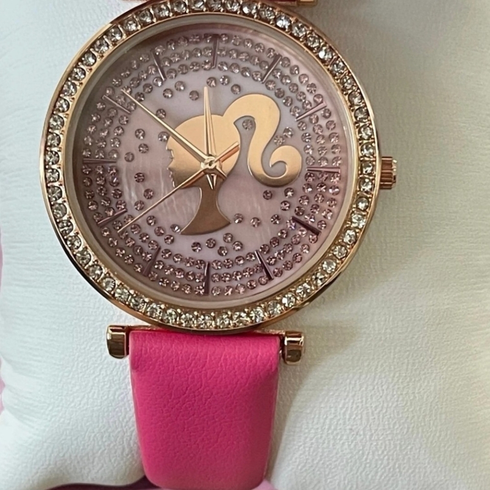 Barbie Gem Silhouette Quartz Analog Pink Womens Watch
